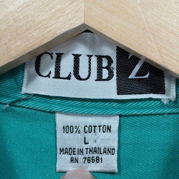 Vintage Club Z Turquoise Beaded Gem Short Sleeve Button Shirt Women Large - Picture 5 of 9